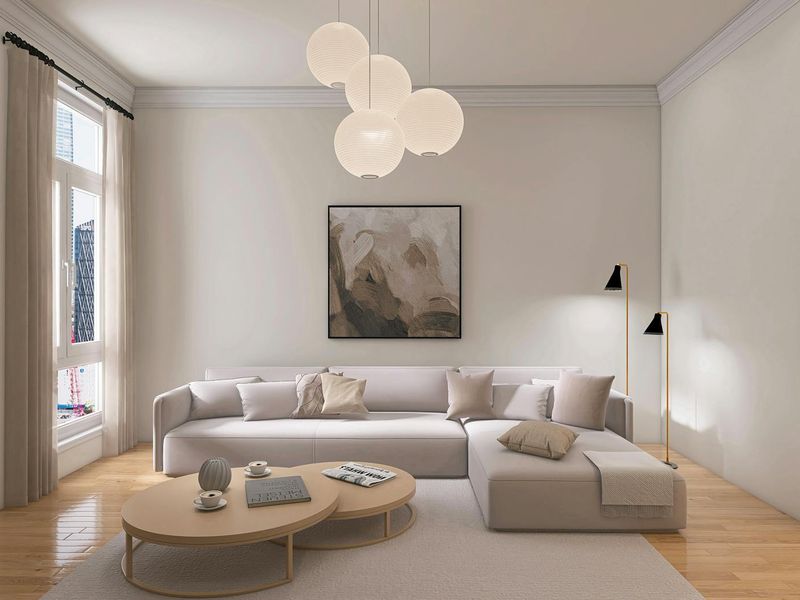Minimalist interior with natural soft lighting