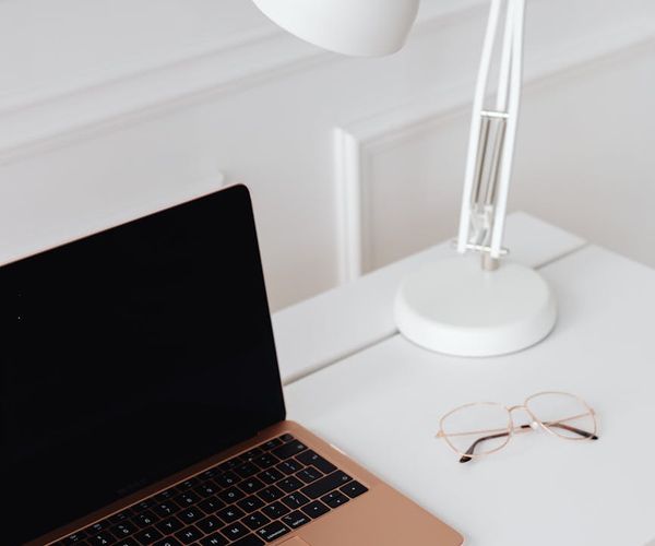 Person working at a clean minimalist desk setup